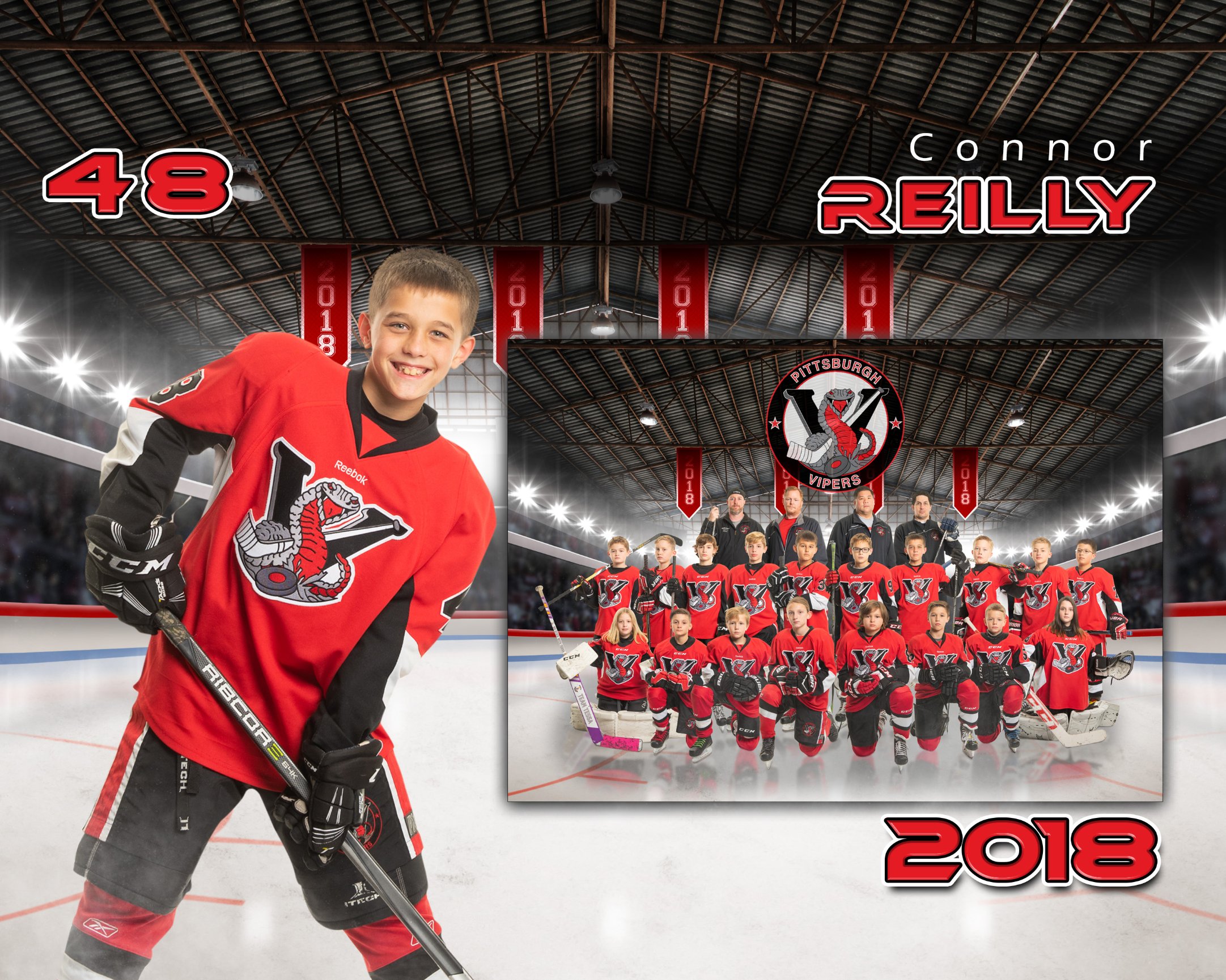 Youth ice hockey player portrait