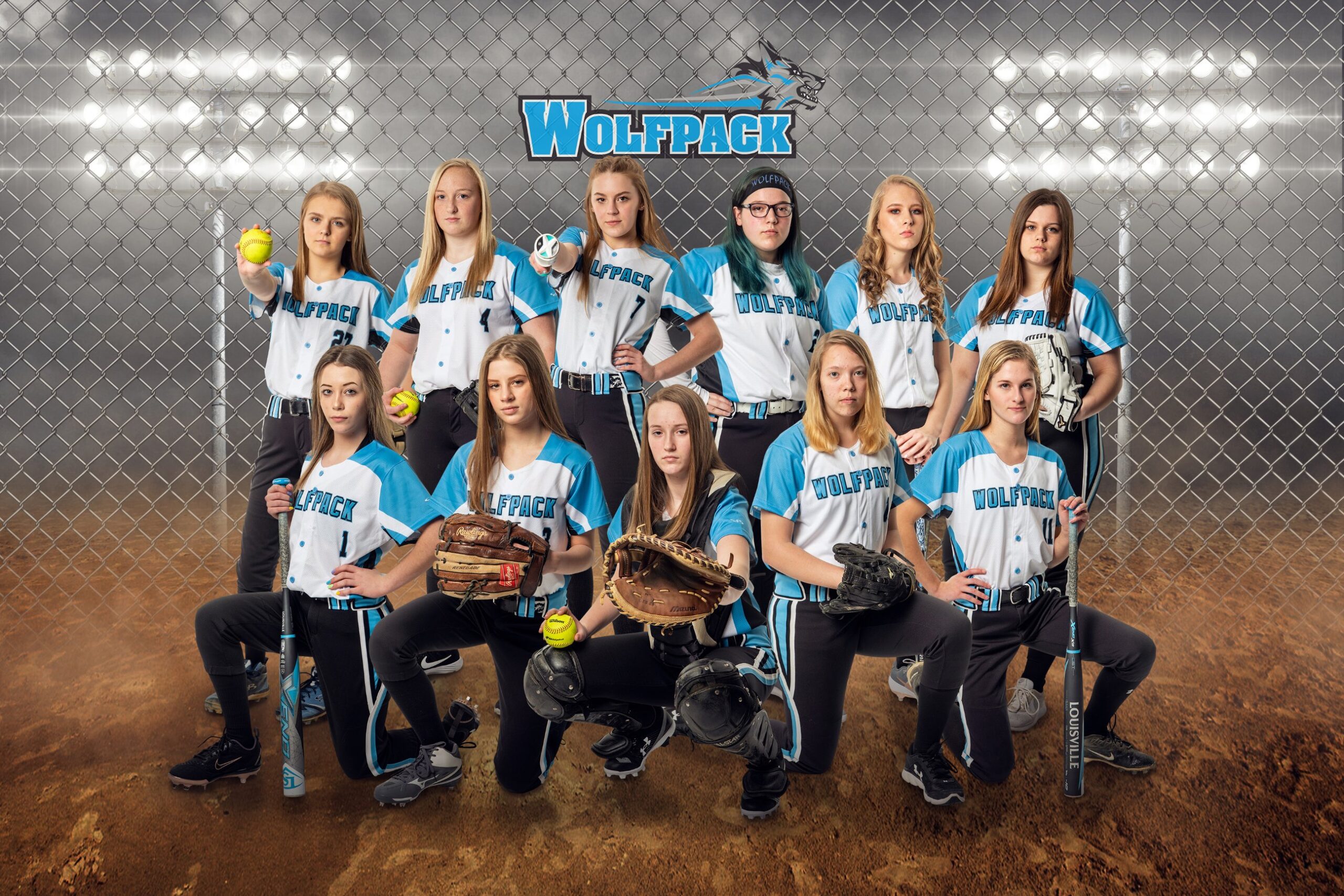 Wolfpack softball players in uniform