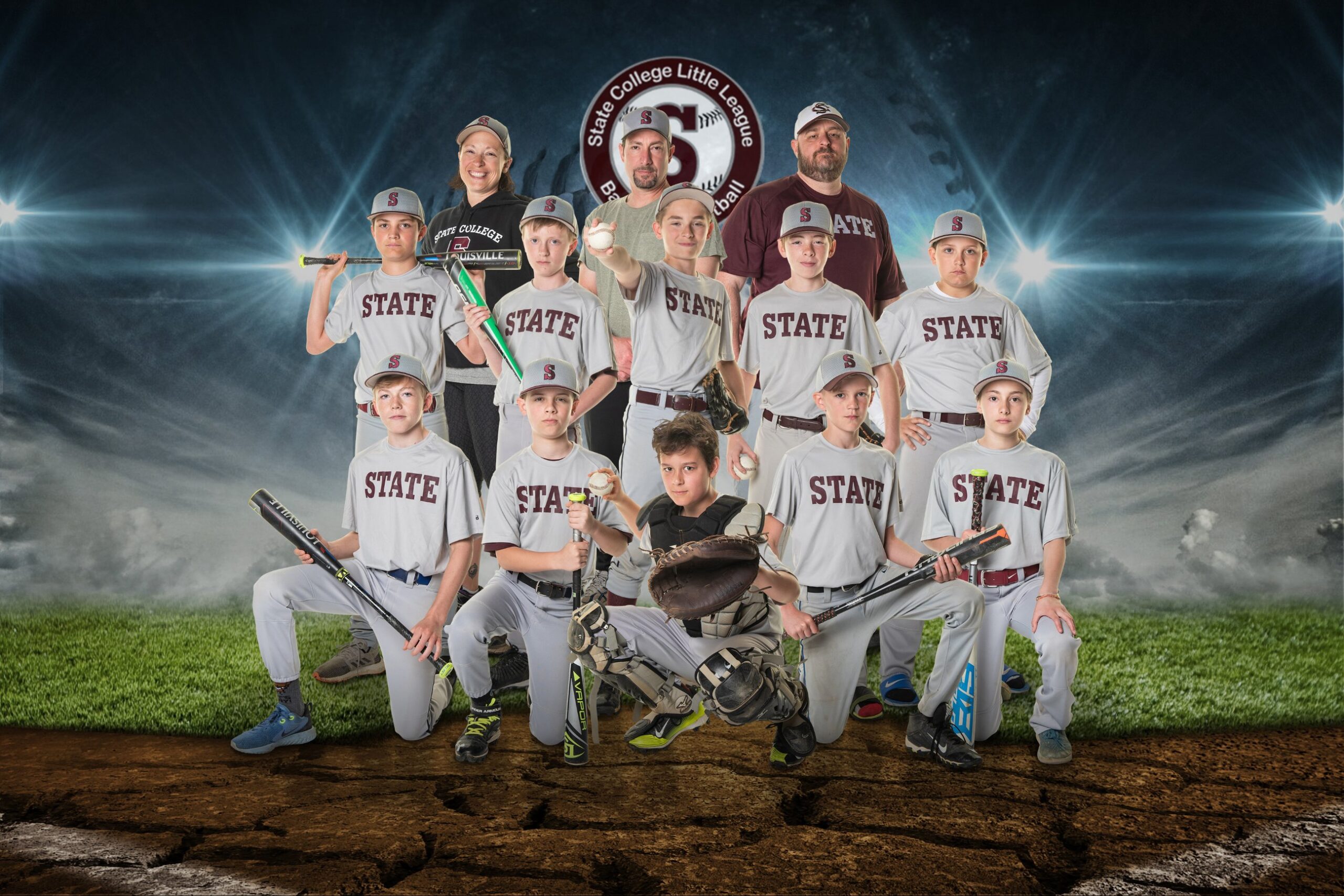 Team photo on baseball field