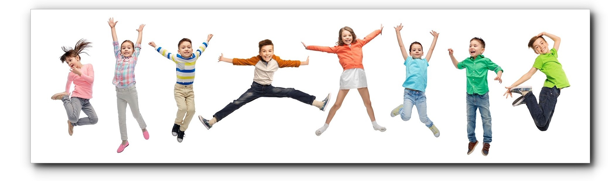 Kids joyfully jumping in the air