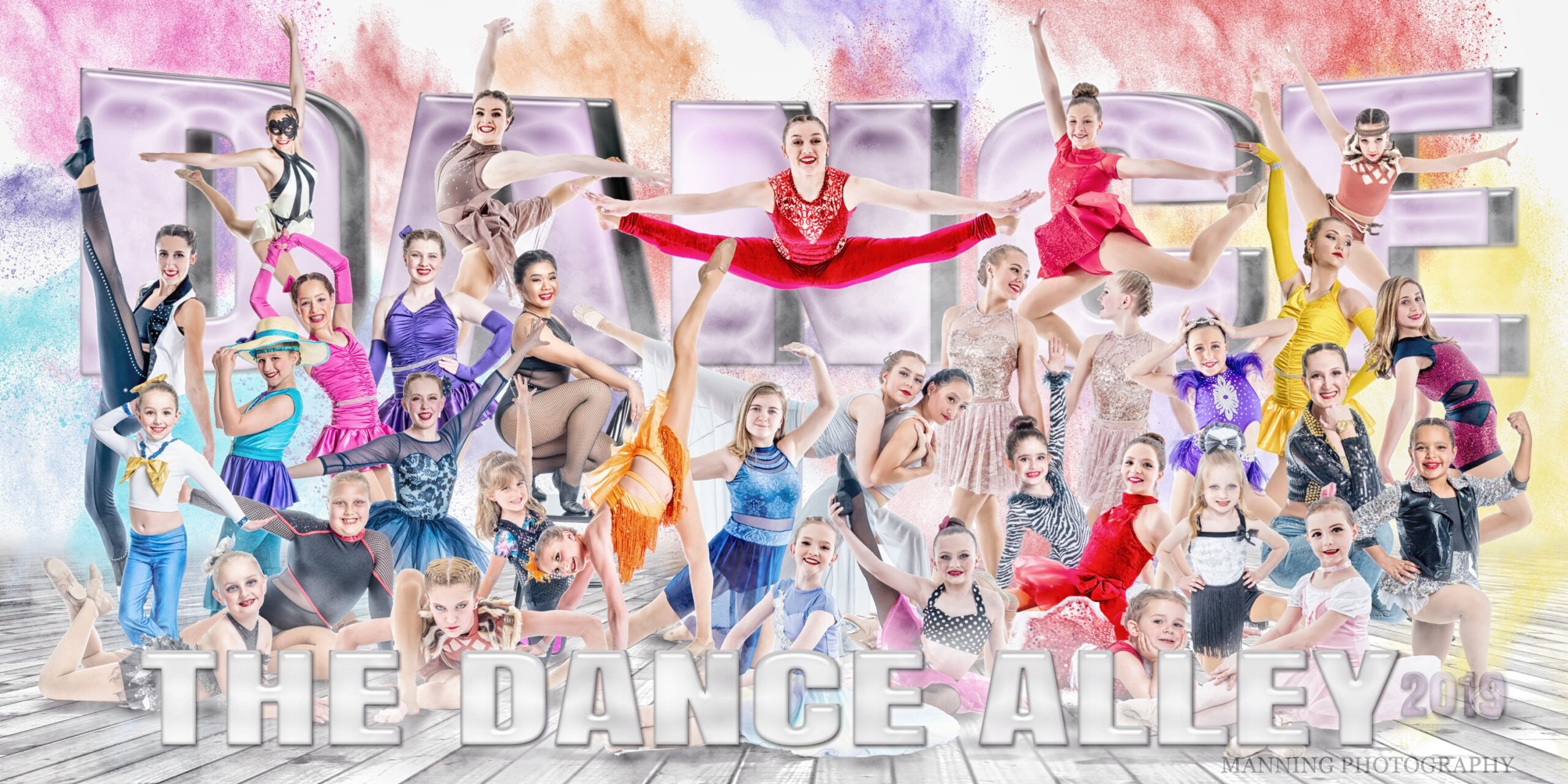 Vibrant dance troupe in dynamic formation