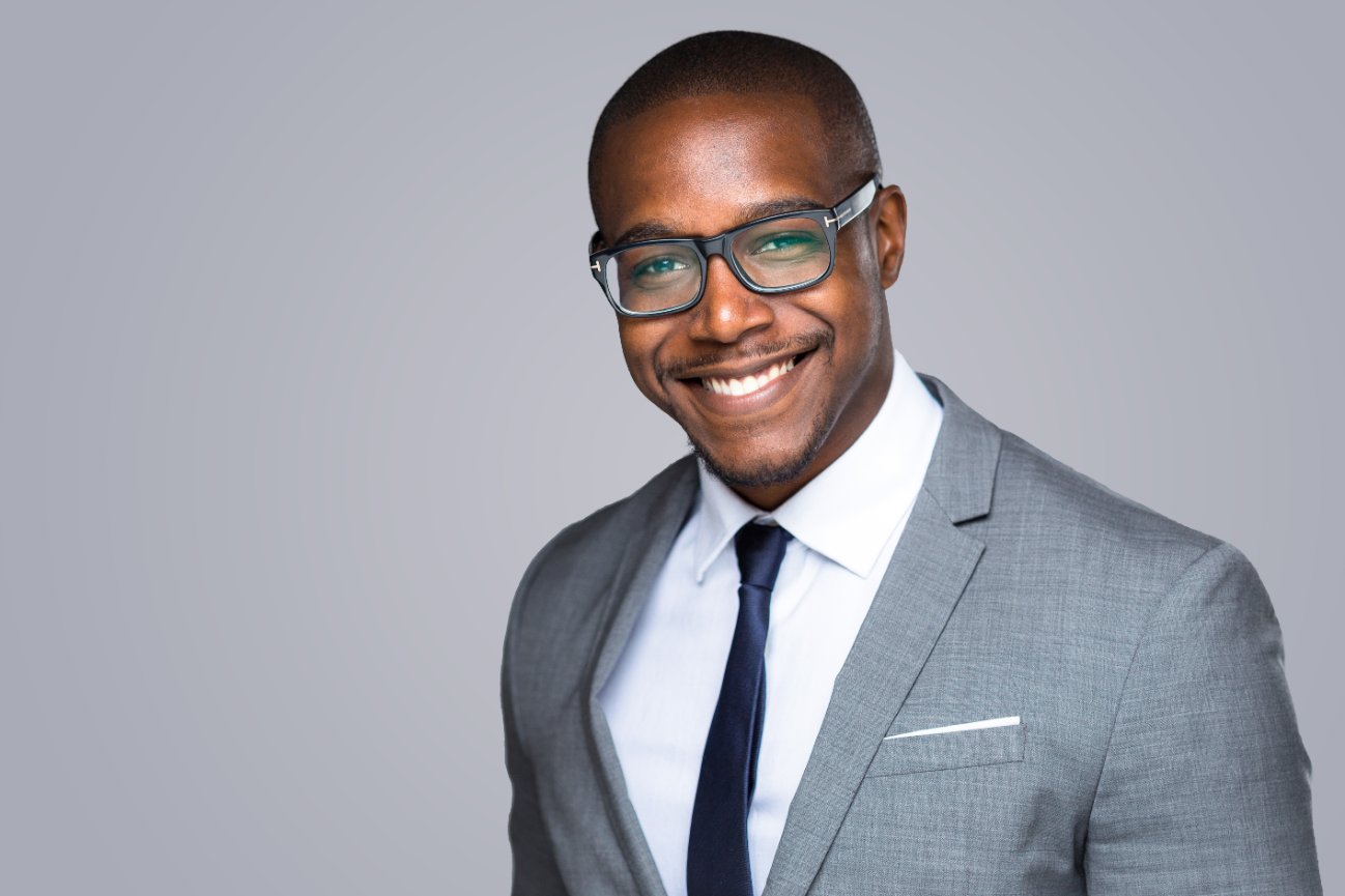 Happy businessman with a tie