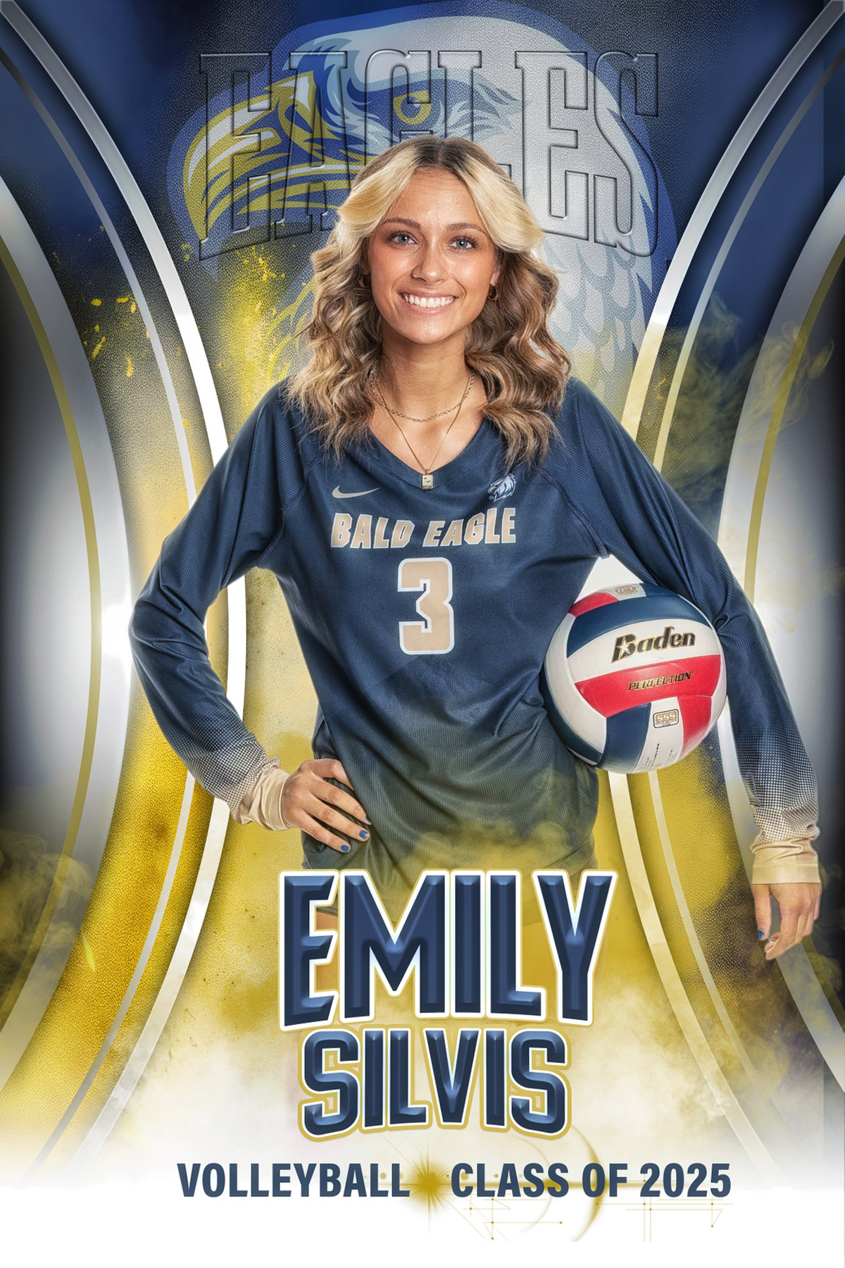 Volleyball player in blue jersey