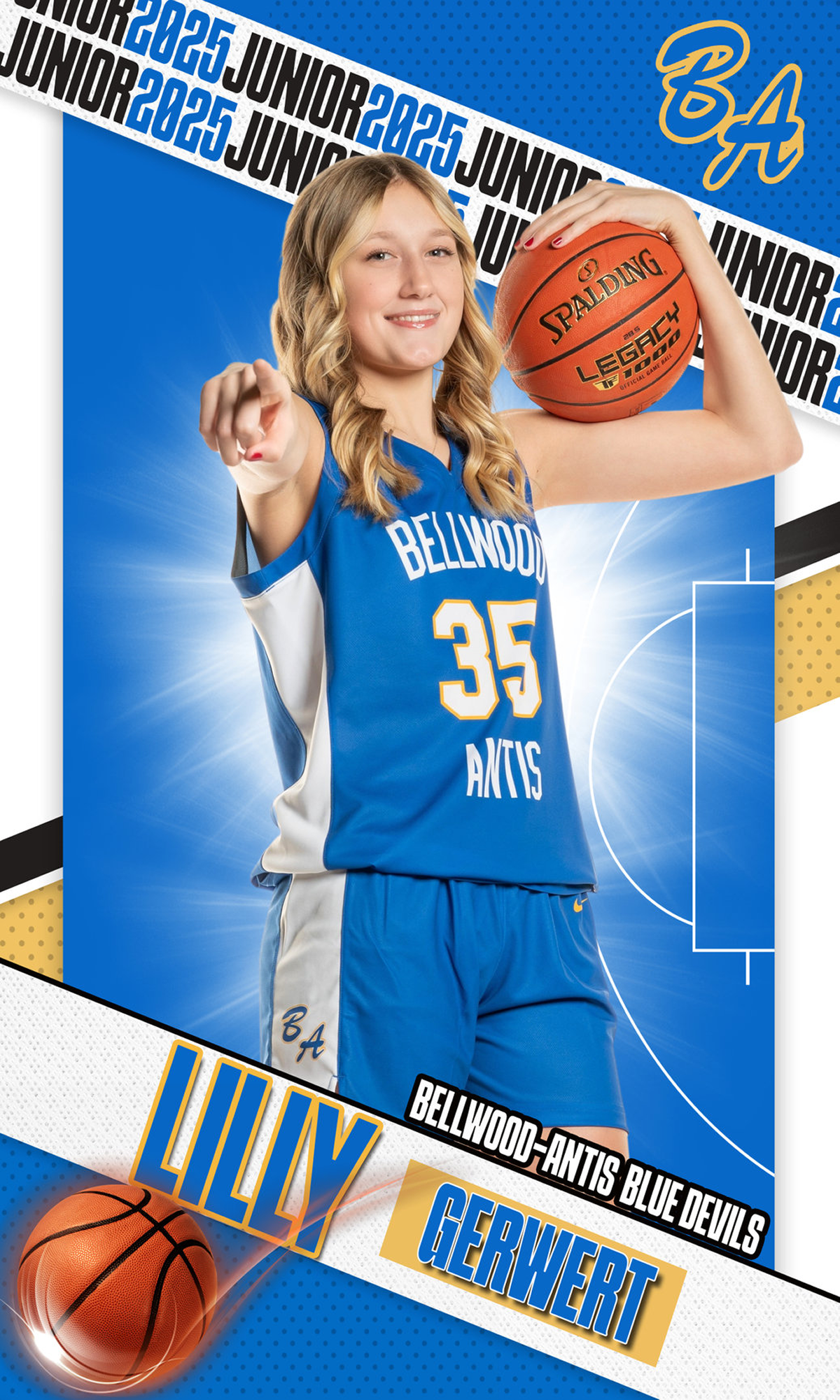 Basketball player posing with ball