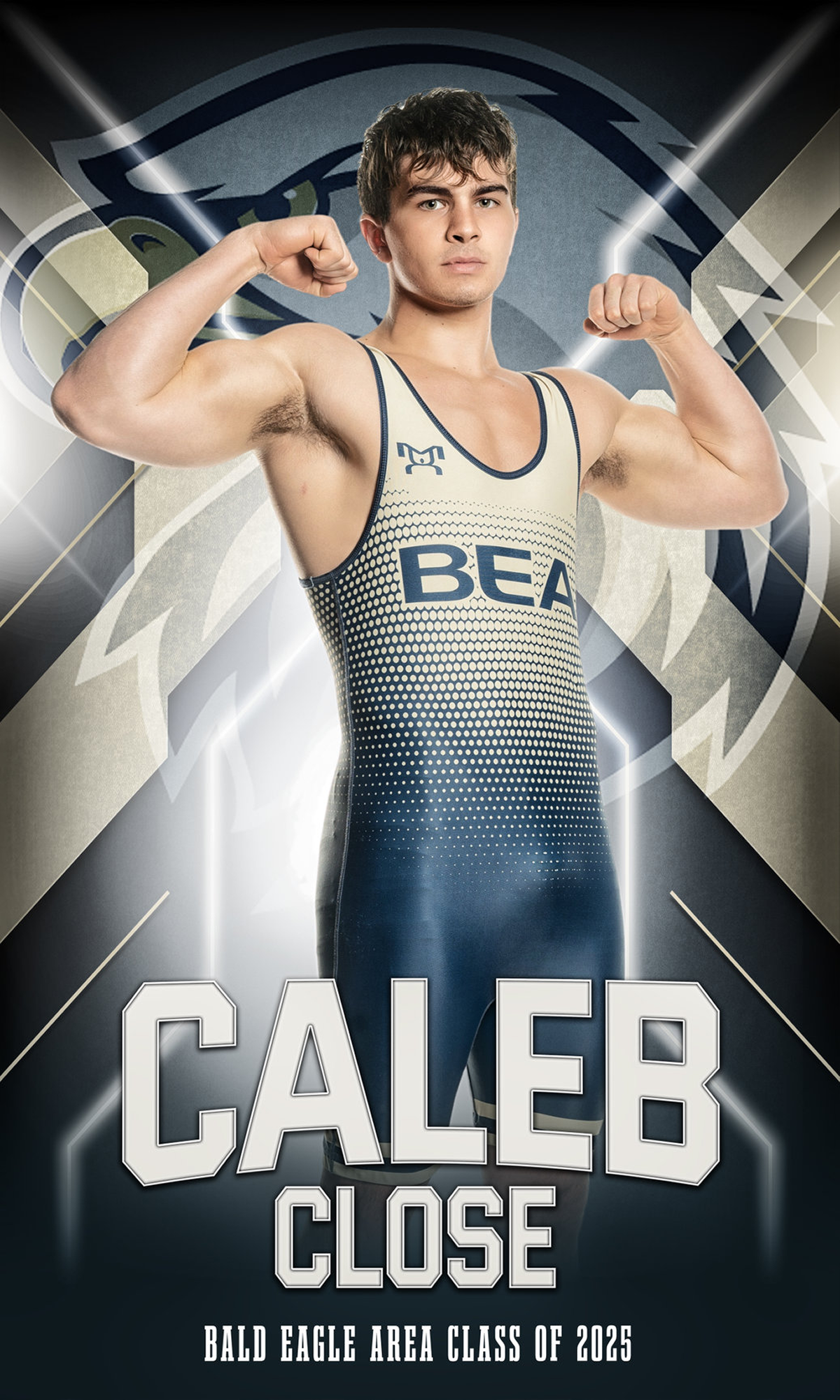 Wrestler posing in athletic uniform